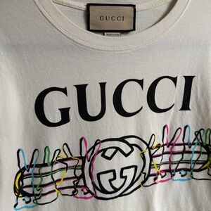 Gucci Cream Tee with Vibrant Graphic